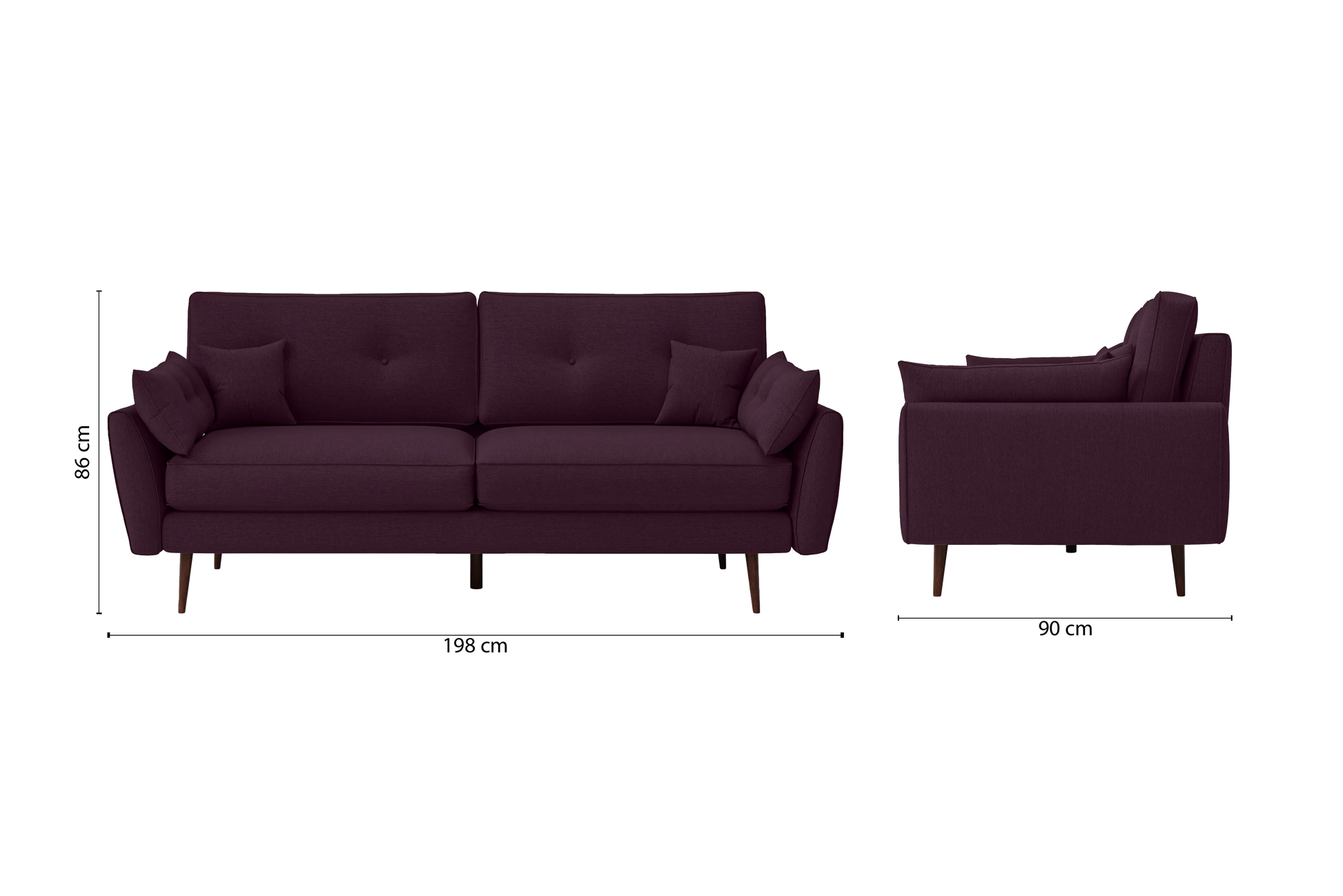 Avellino 3 Seater Sofa Purple Linen Fabric