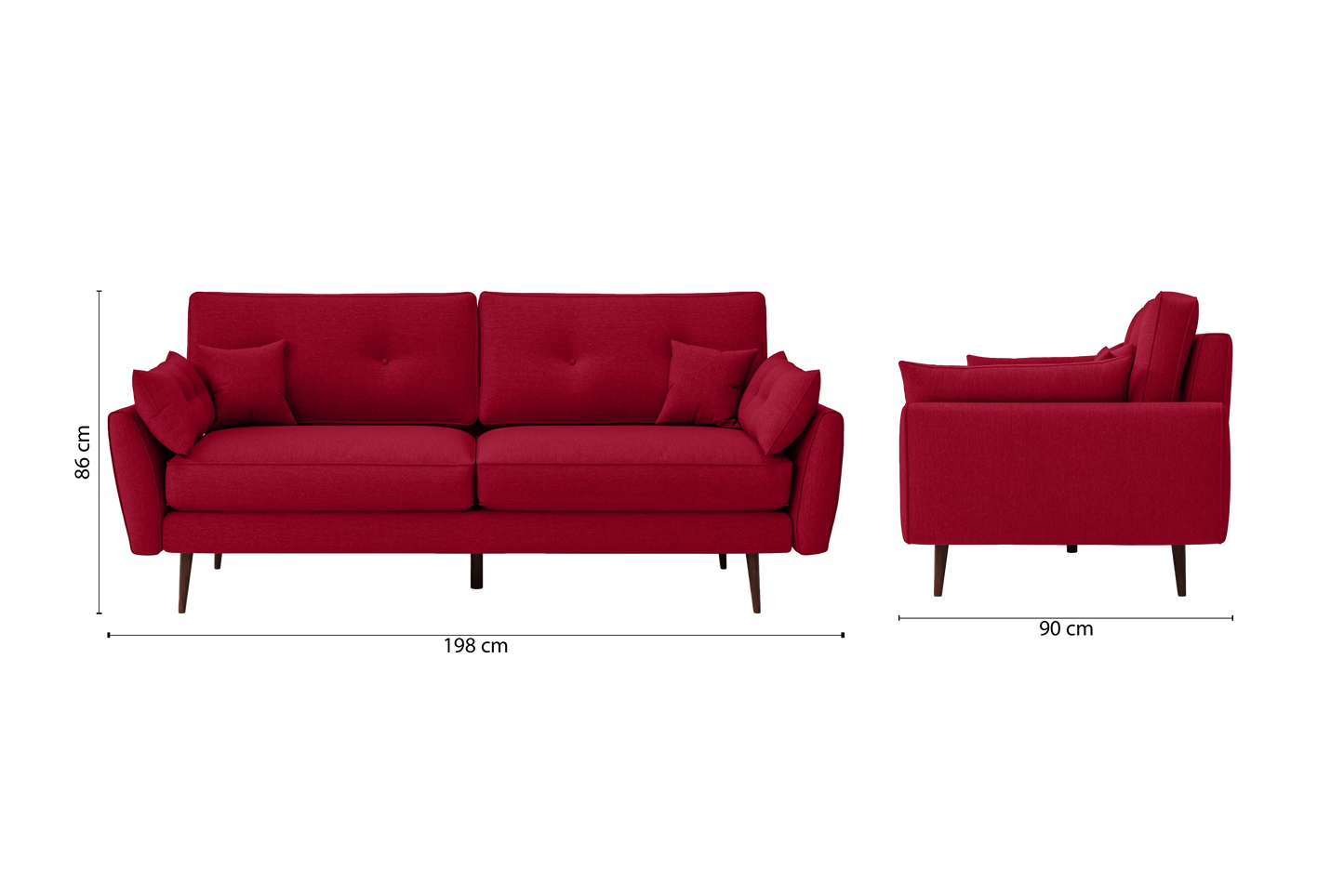 Avellino 3 Seater Sofa Red Linen Fabric