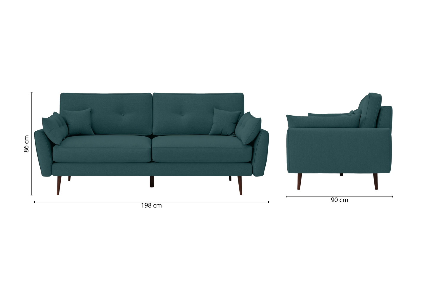 Avellino 3 Seater Sofa Teal Linen Fabric