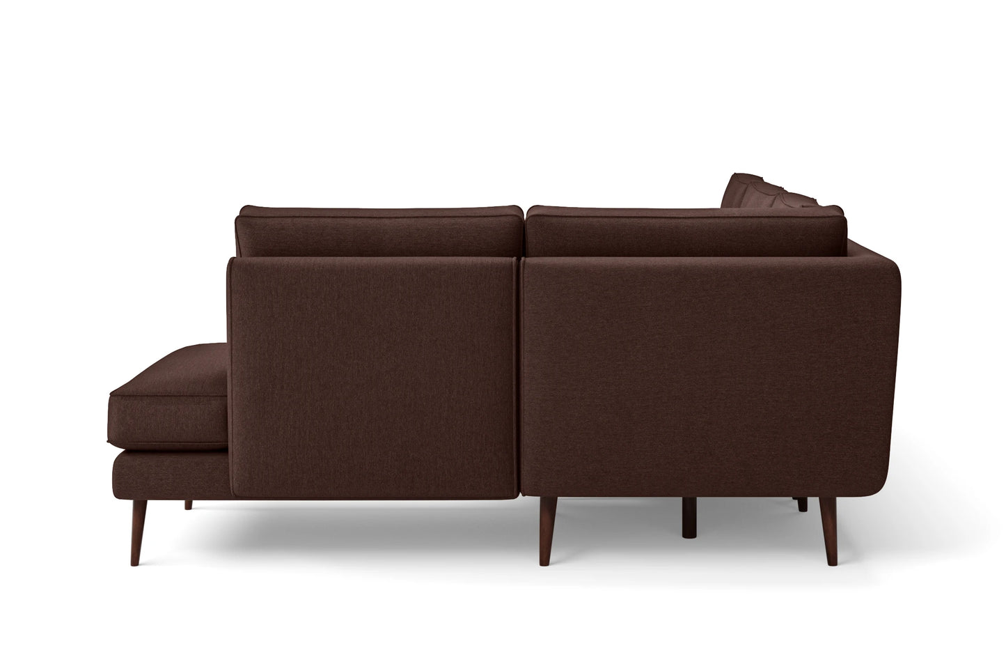 Avellino 3 Seater Right Hand Facing Chaise Lounge Corner Sofa Coffee Brown Linen Fabric