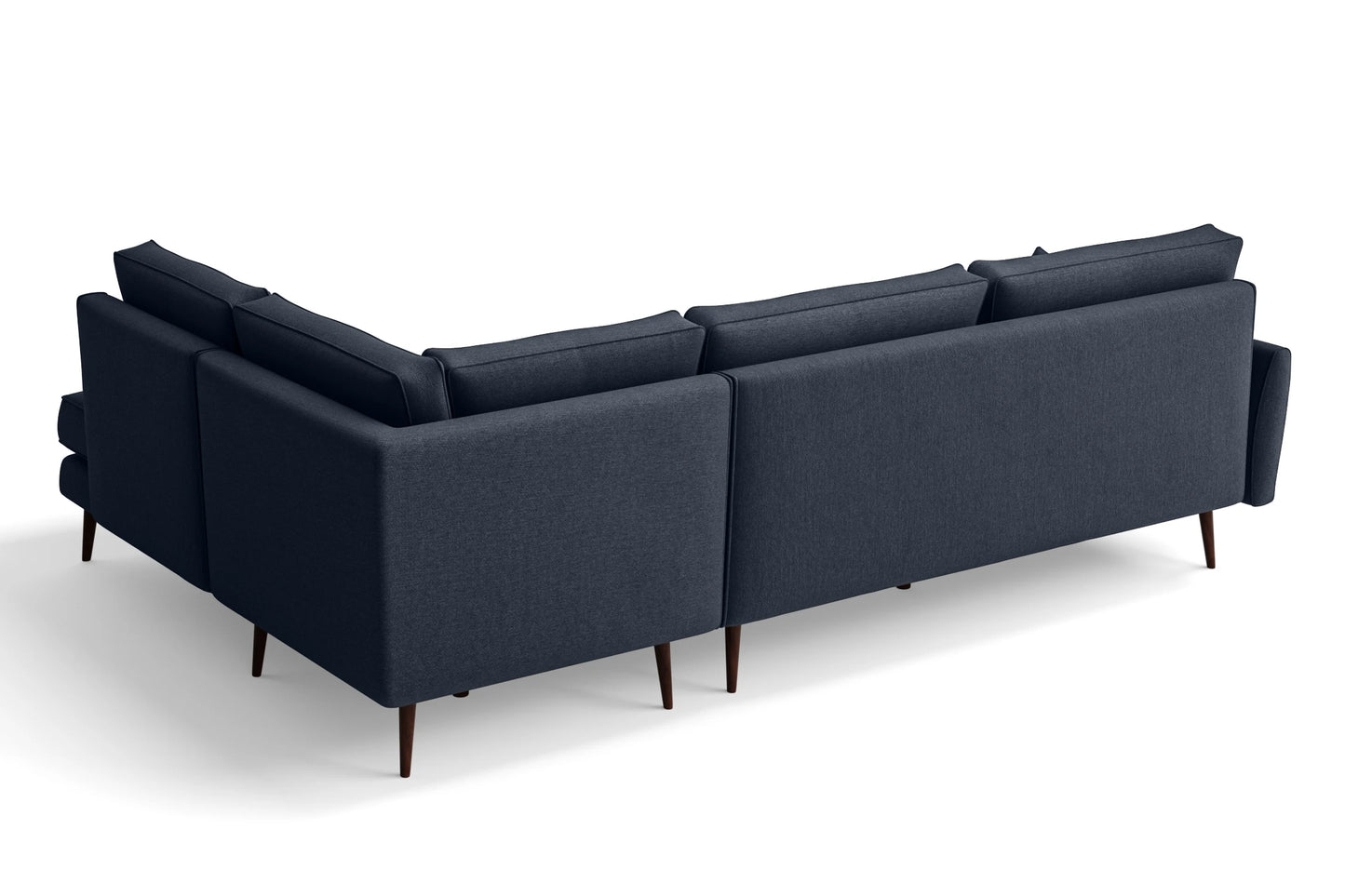 Avellino 3 Seater Right Hand Facing Chaise Lounge Corner Sofa Dark Blue Linen Fabric