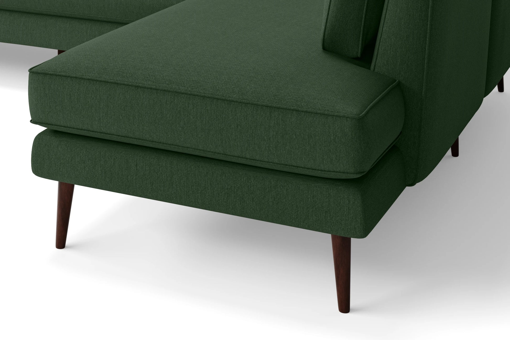 Avellino 3 Seater Right Hand Facing Chaise Lounge Corner Sofa Forest Green Linen Fabric