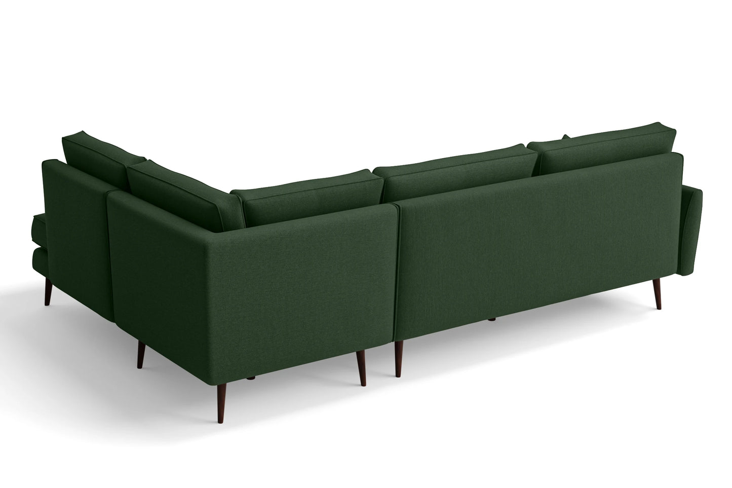 Avellino 3 Seater Right Hand Facing Chaise Lounge Corner Sofa Forest Green Linen Fabric