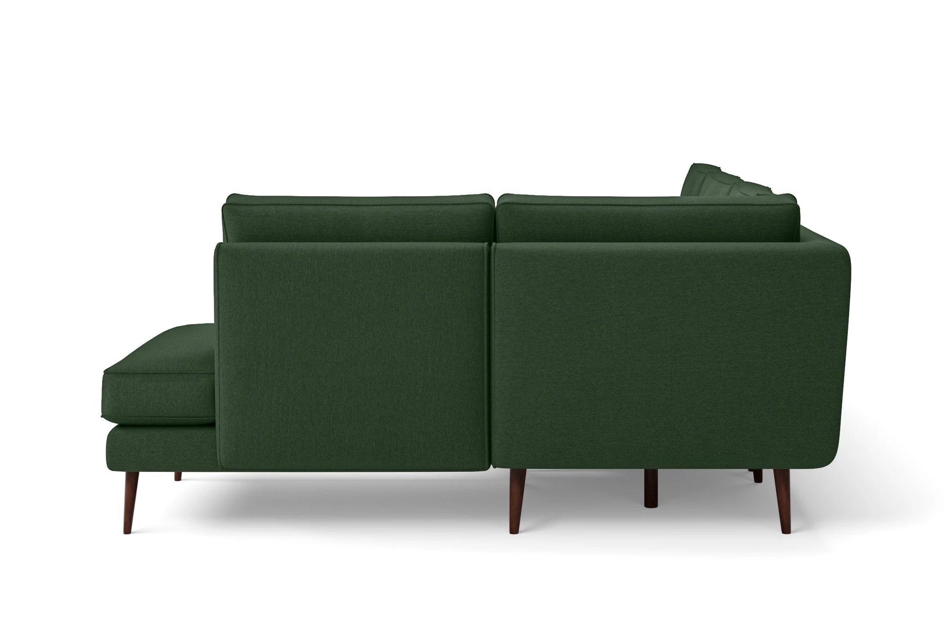 Avellino 3 Seater Right Hand Facing Chaise Lounge Corner Sofa Forest Green Linen Fabric