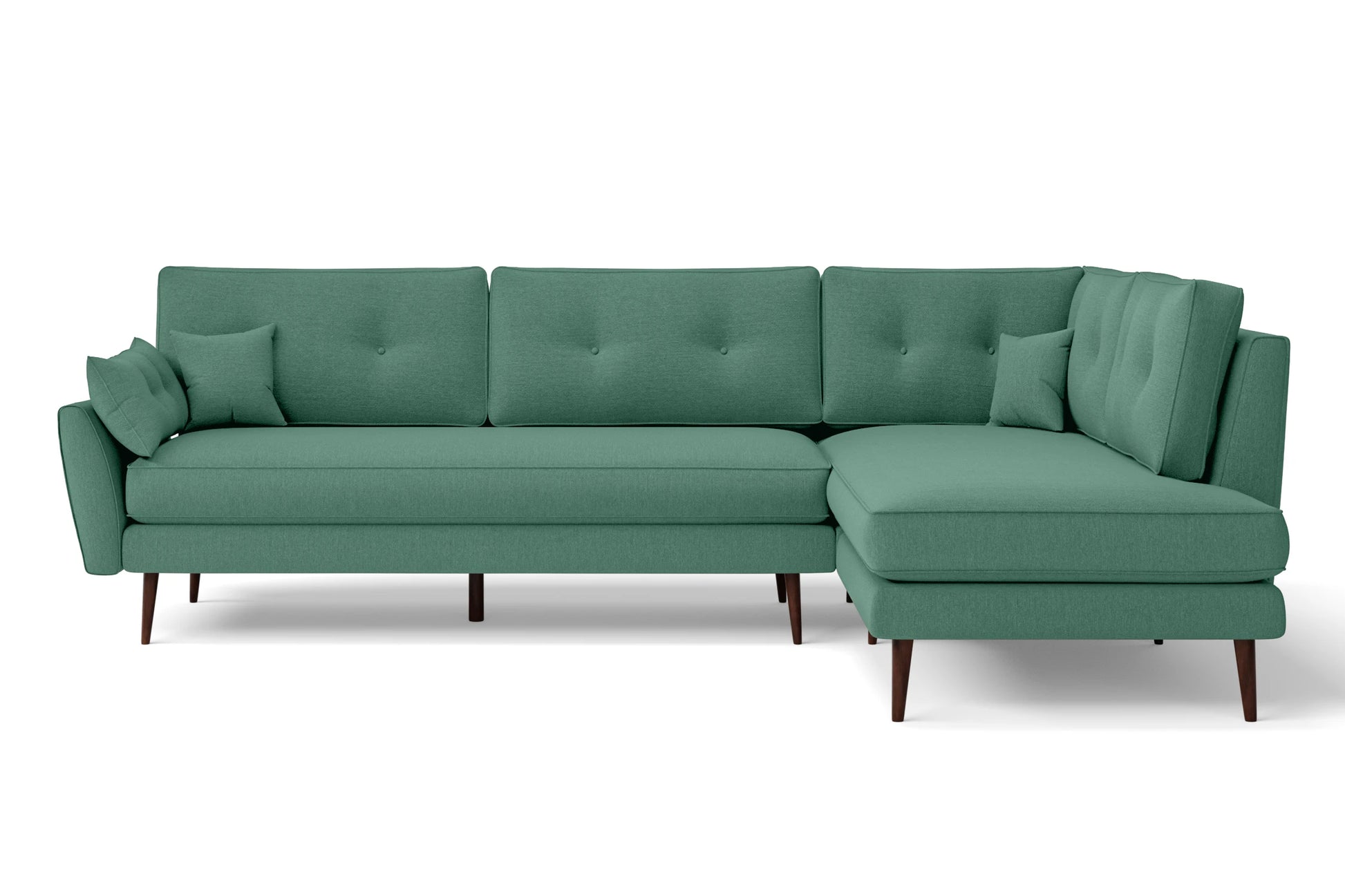 Avellino 3 Seater Right Hand Facing Chaise Lounge Corner Sofa Mint Green Linen Fabric