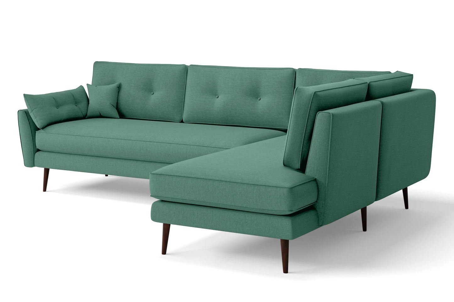 Avellino 3 Seater Right Hand Facing Chaise Lounge Corner Sofa Mint Green Linen Fabric