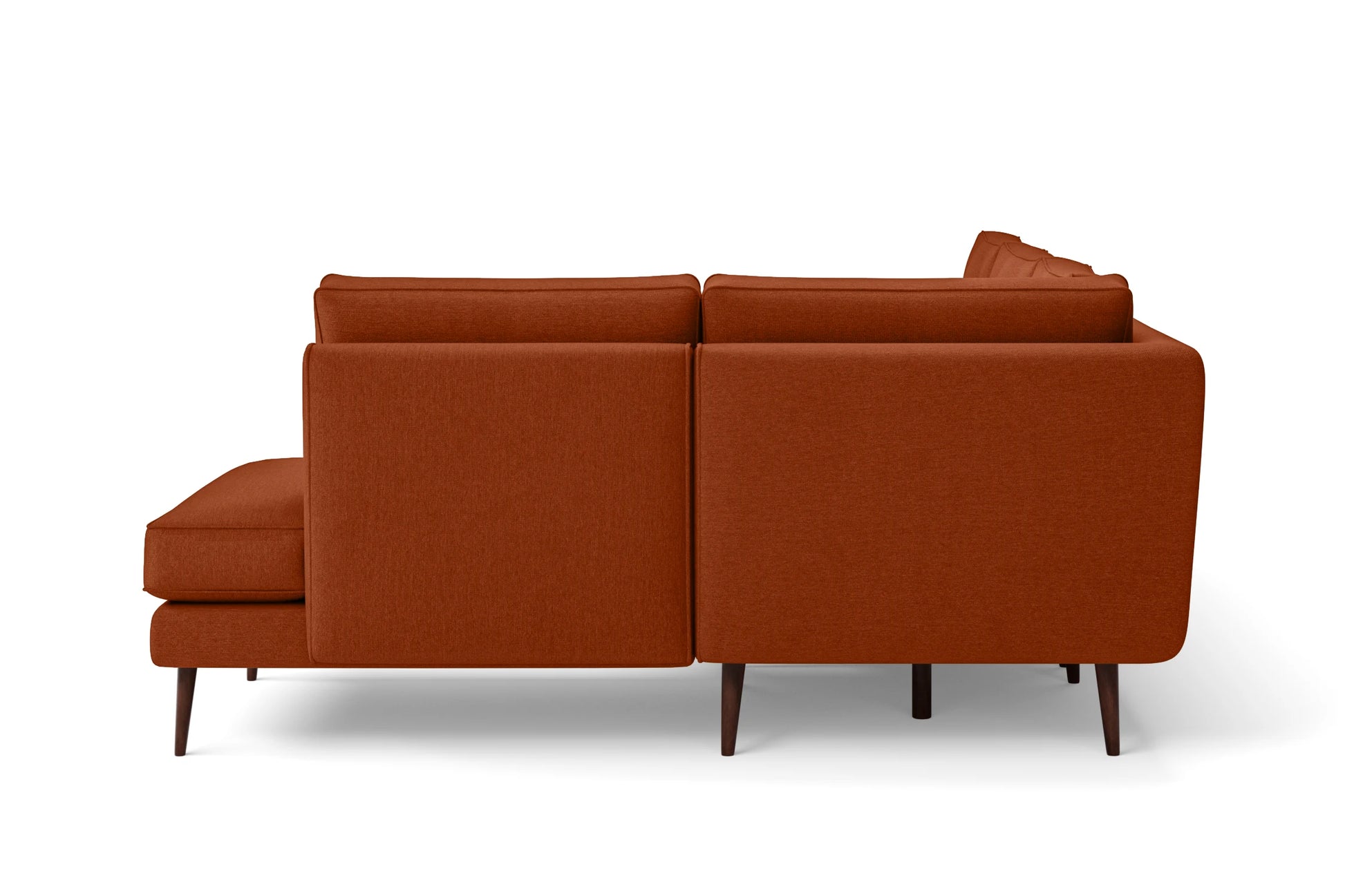 Avellino 3 Seater Right Hand Facing Chaise Lounge Corner Sofa Orange Linen Fabric