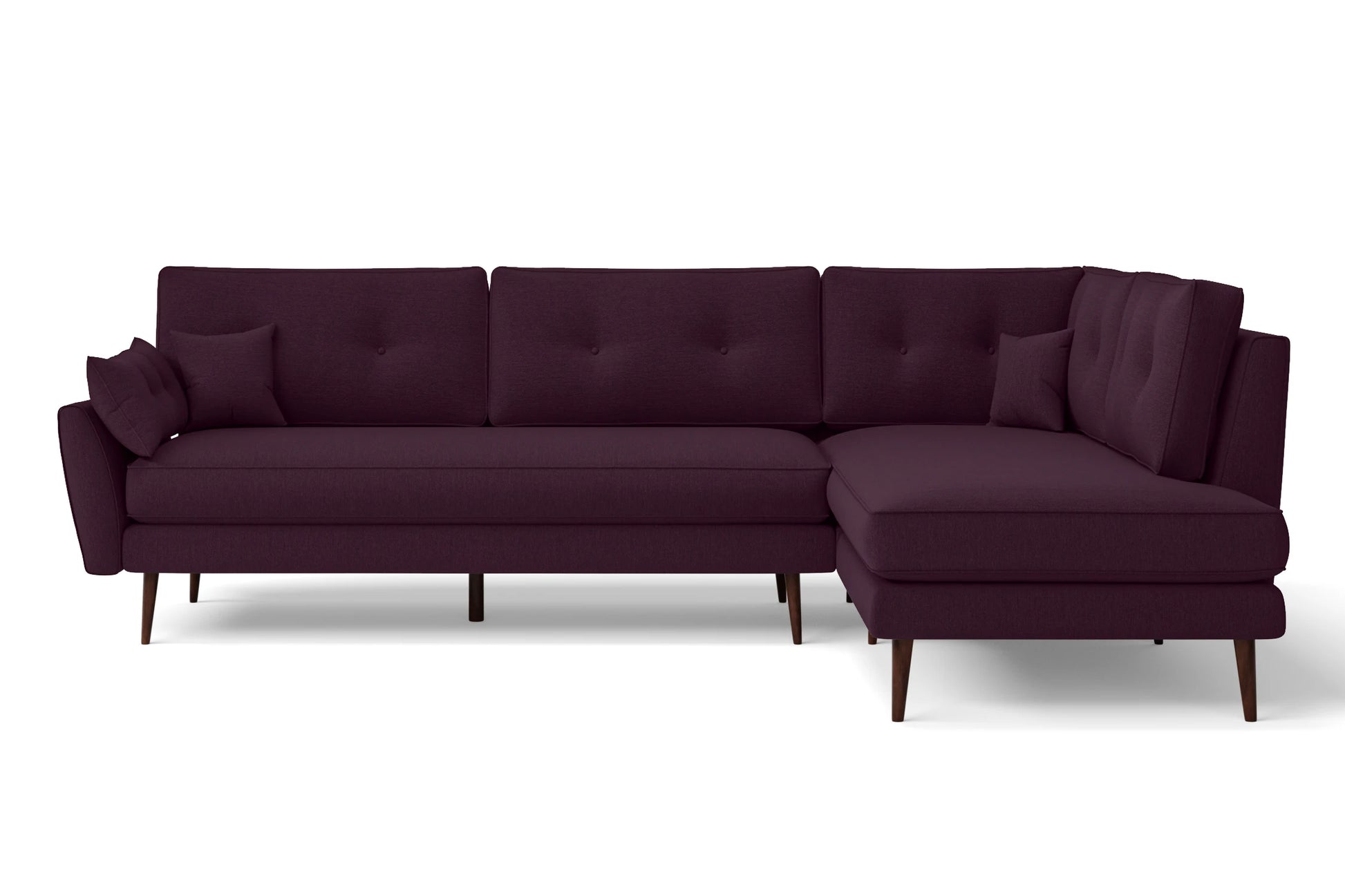 Avellino 3 Seater Right Hand Facing Chaise Lounge Corner Sofa Purple Linen Fabric