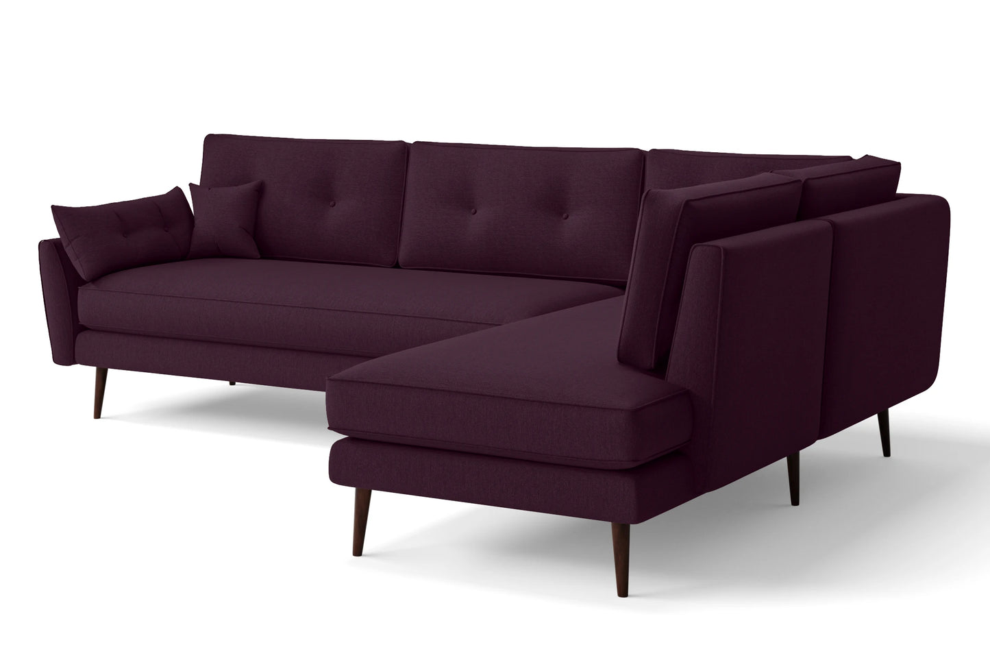 Avellino 3 Seater Right Hand Facing Chaise Lounge Corner Sofa Purple Linen Fabric