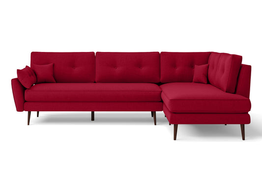 Avellino 3 Seater Right Hand Facing Chaise Lounge Corner Sofa Red Linen Fabric