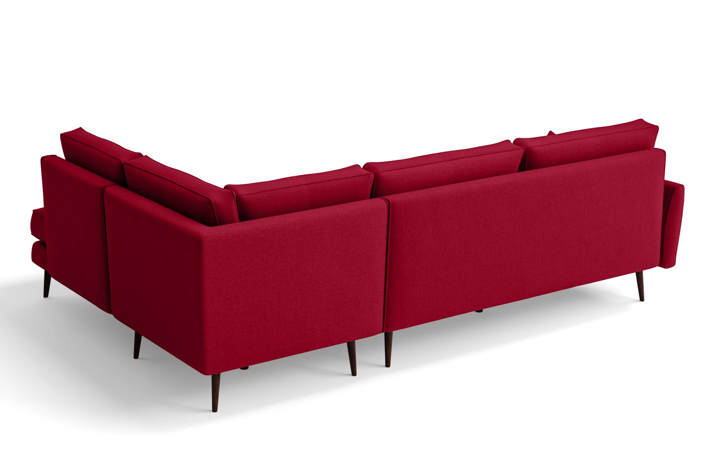 Avellino 3 Seater Right Hand Facing Chaise Lounge Corner Sofa Red Linen Fabric