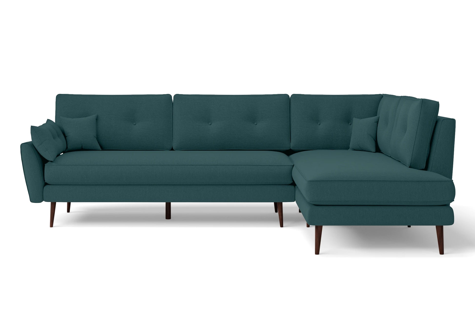 Avellino 3 Seater Right Hand Facing Chaise Lounge Corner Sofa Teal Linen Fabric