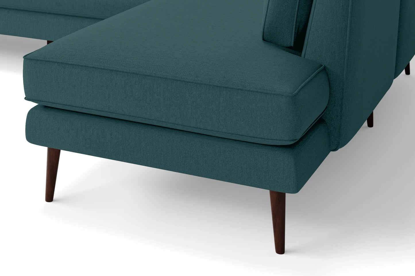 Avellino 3 Seater Right Hand Facing Chaise Lounge Corner Sofa Teal Linen Fabric