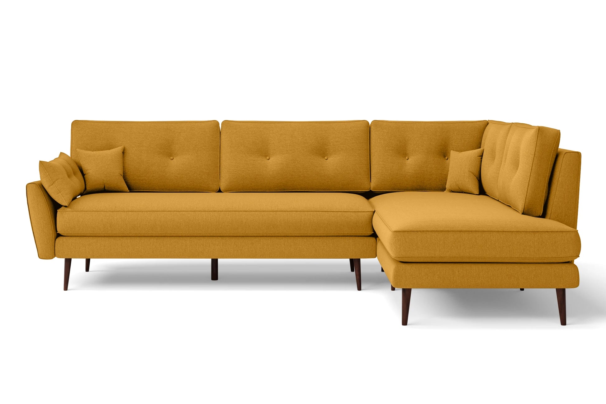 Avellino 3 Seater Right Hand Facing Chaise Lounge Corner Sofa Yellow Linen Fabric