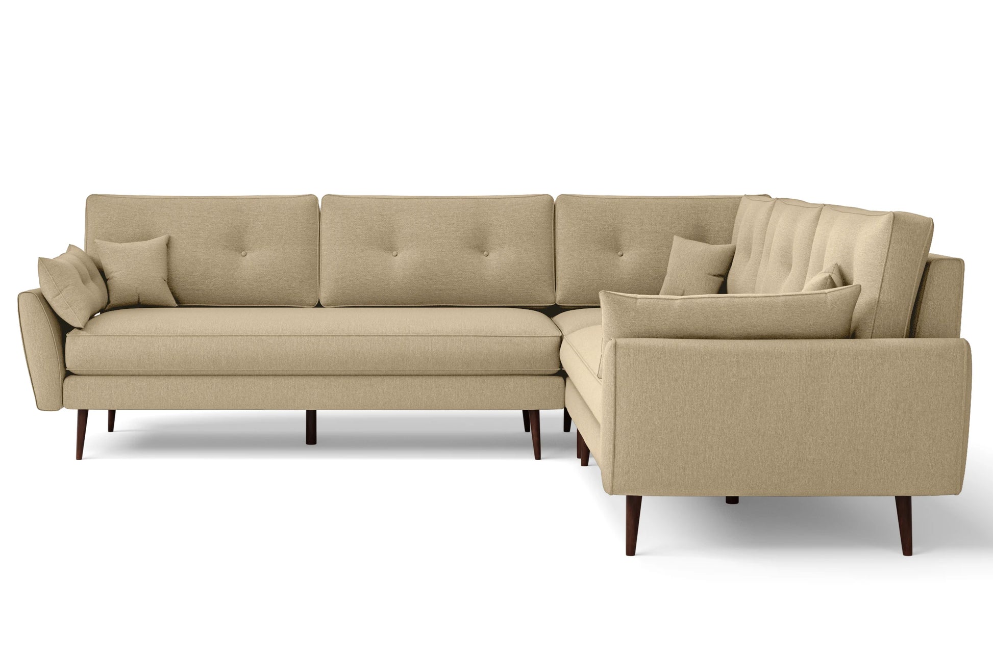 Avellino 5 Seater Corner Sofa Beige Linen Fabric