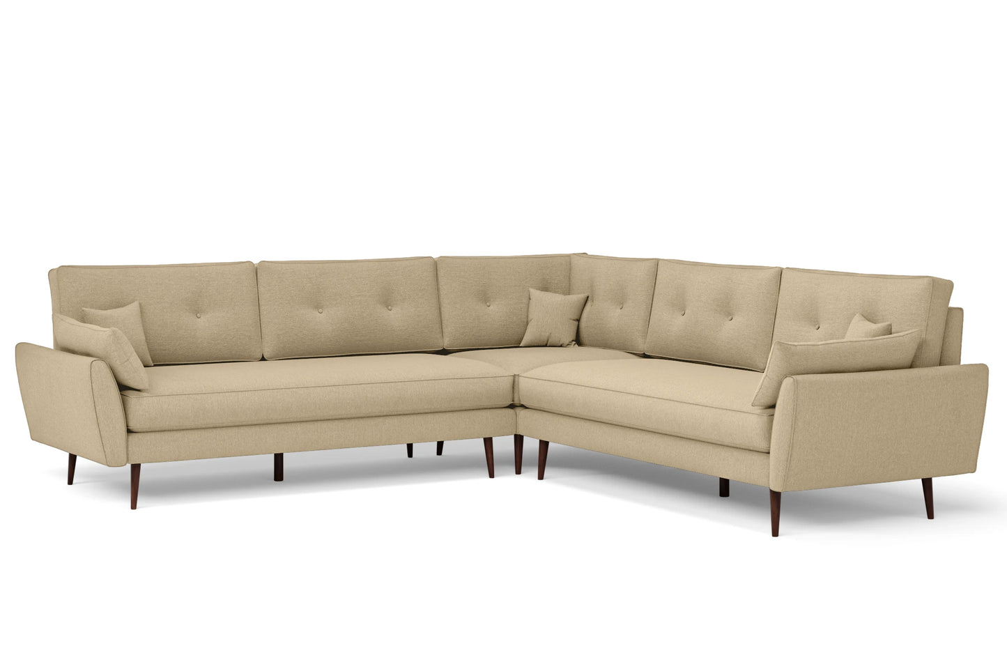 Avellino 5 Seater Corner Sofa Beige Linen Fabric