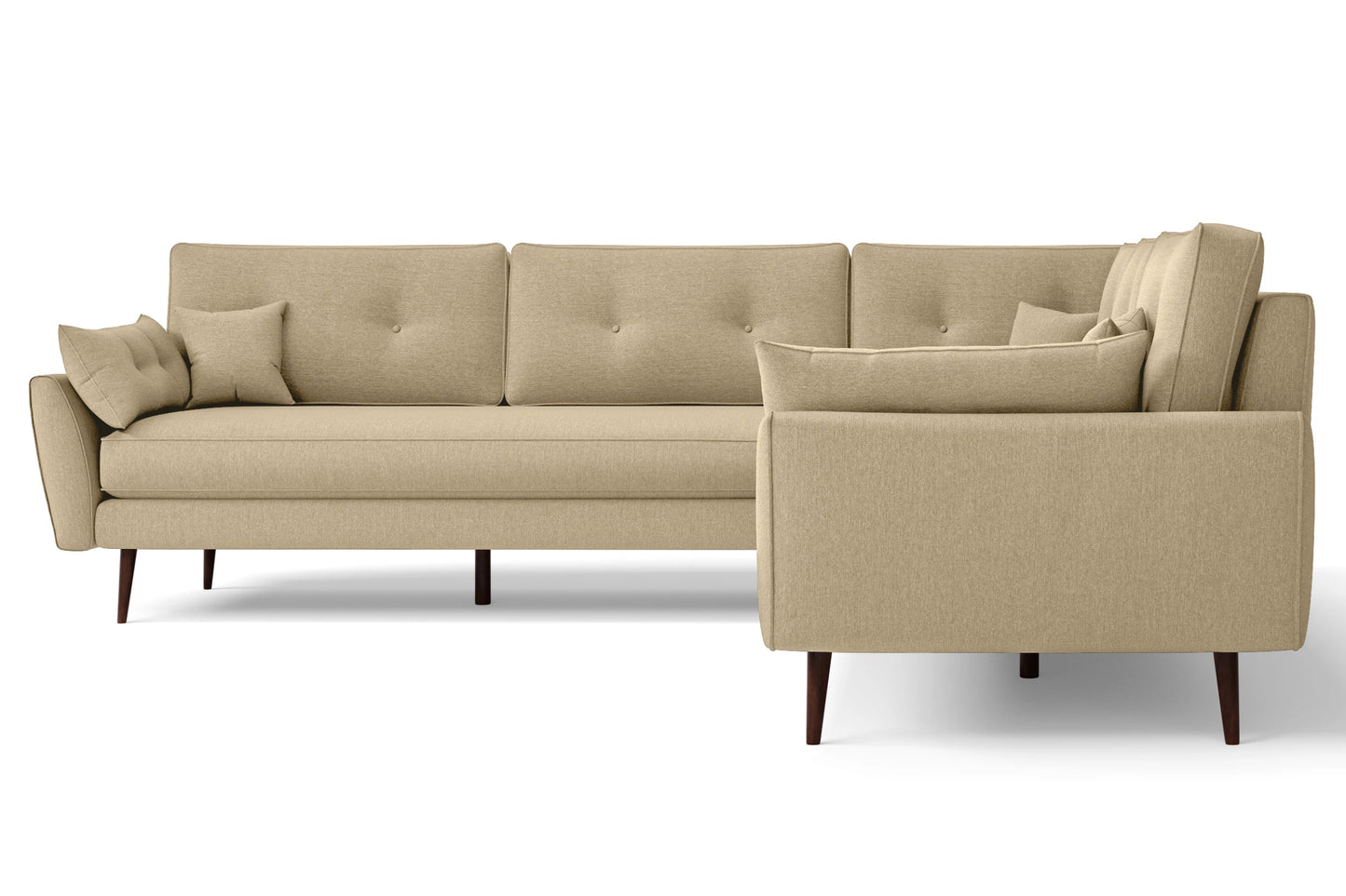 Avellino 5 Seater Corner Sofa Beige Linen Fabric