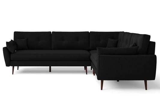 Avellino 5 Seater Corner Sofa Black Linen Fabric