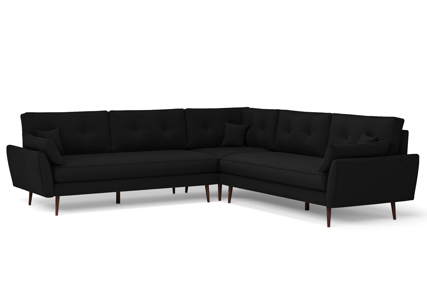 Avellino 5 Seater Corner Sofa Black Linen Fabric