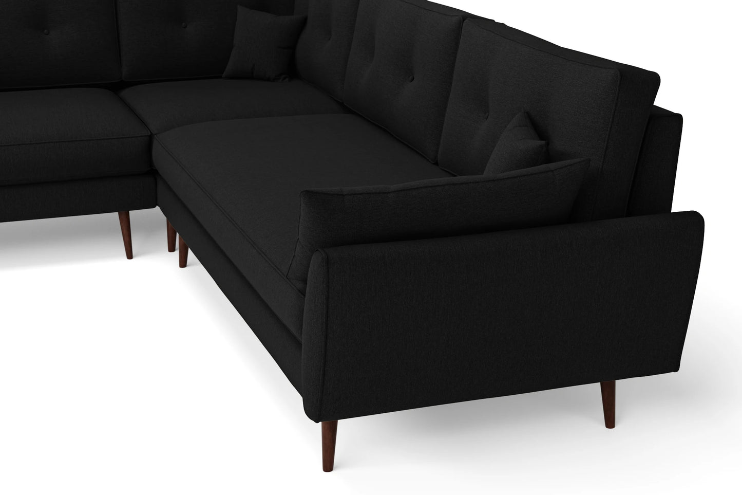 Avellino 5 Seater Corner Sofa Black Linen Fabric