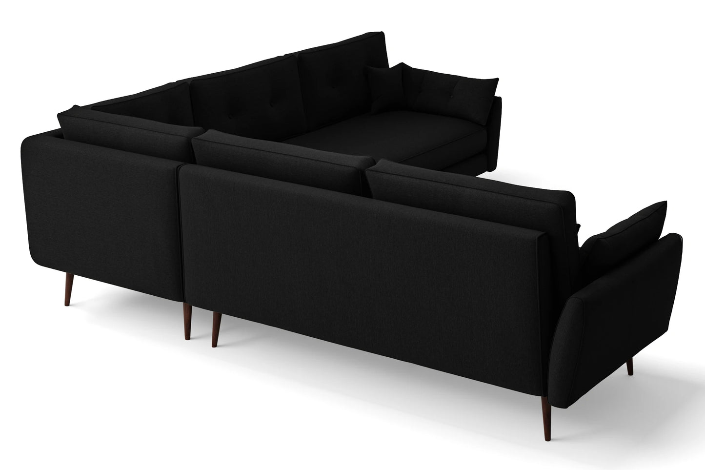 Avellino 5 Seater Corner Sofa Black Linen Fabric