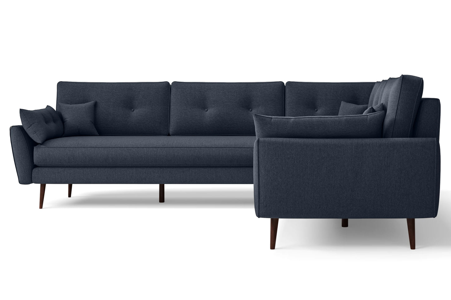 Avellino 5 Seater Corner Sofa Dark Blue Linen Fabric