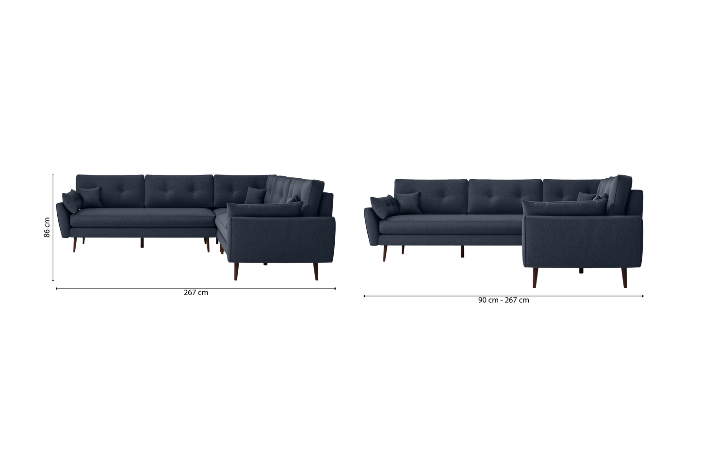 Avellino 5 Seater Corner Sofa Dark Blue Linen Fabric