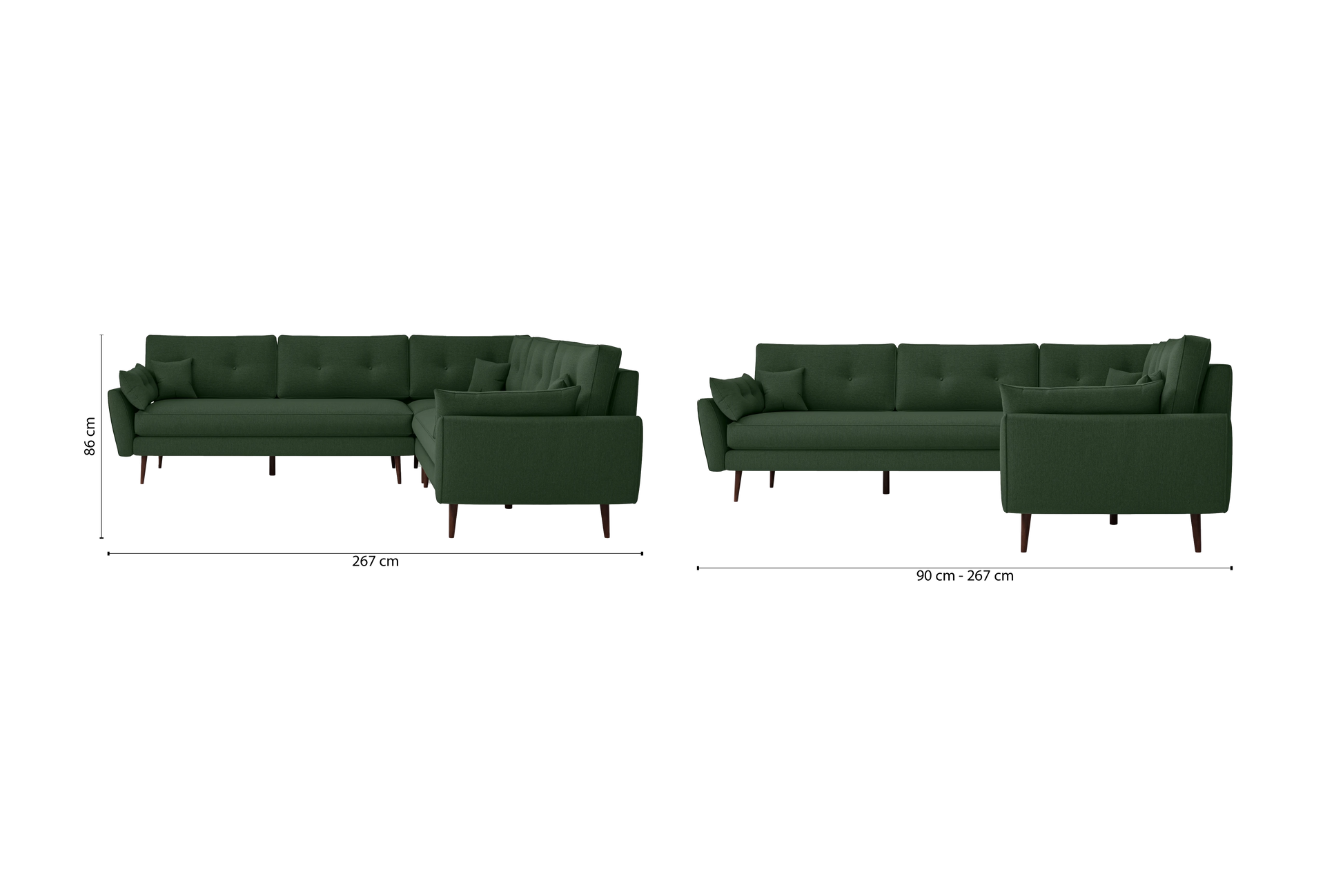 Avellino 5 Seater Corner Sofa Forest Green Linen Fabric