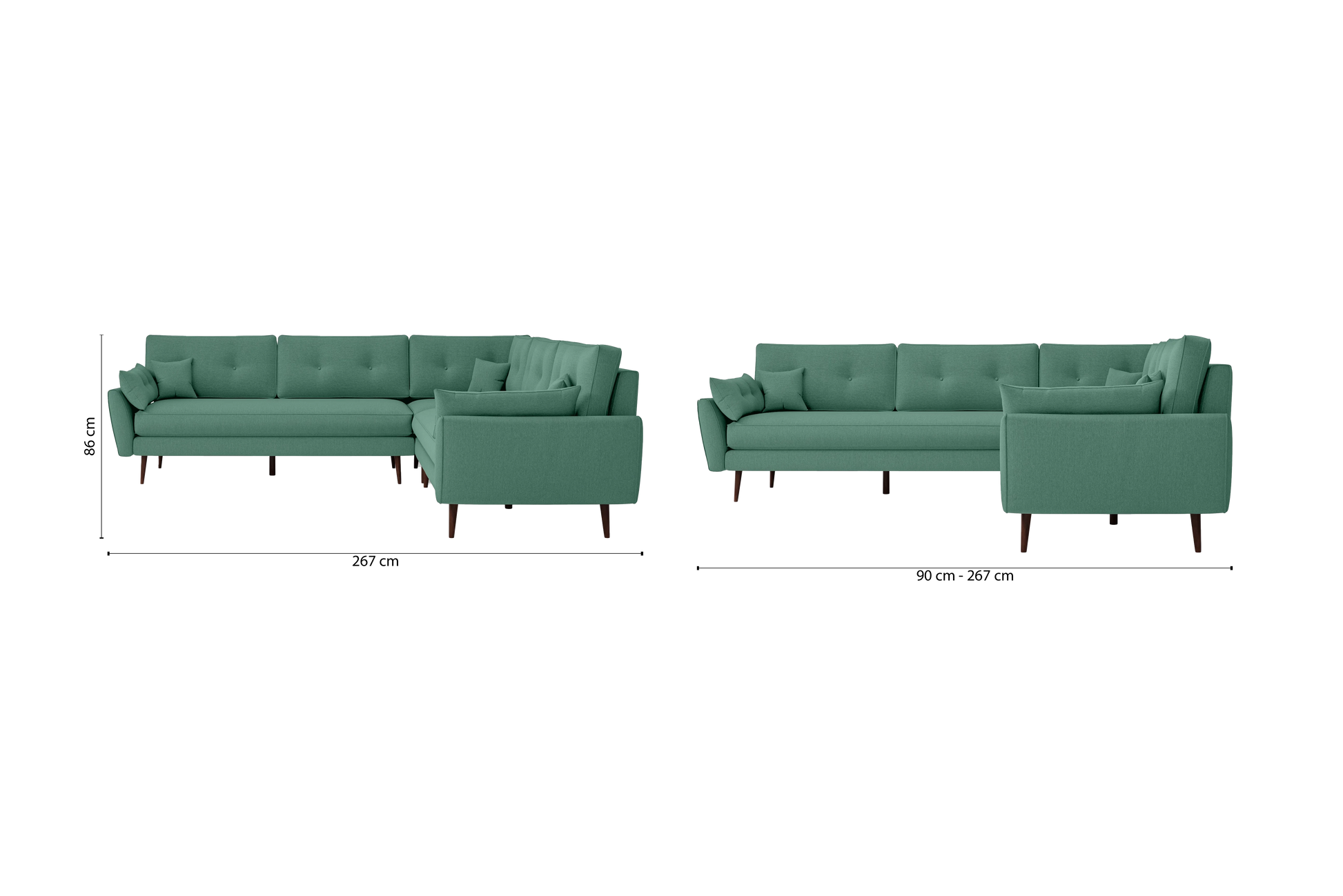 Avellino 5 Seater Corner Sofa Mint Green Linen Fabric