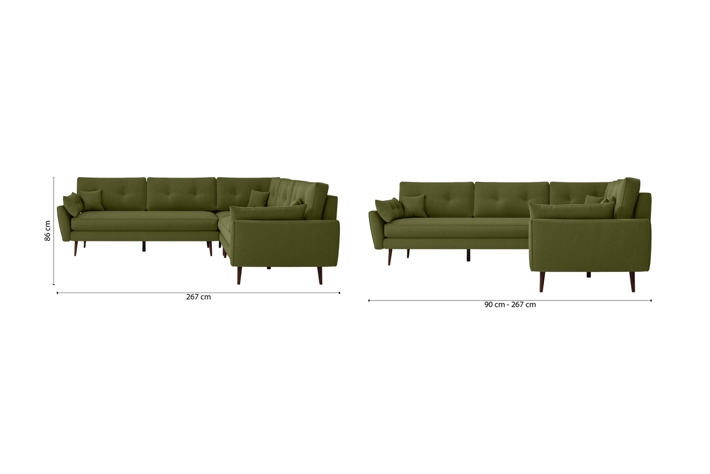 Avellino 5 Seater Corner Sofa Olive Linen Fabric