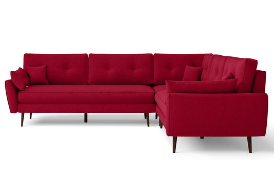 Avellino 5 Seater Corner Sofa Red Linen Fabric