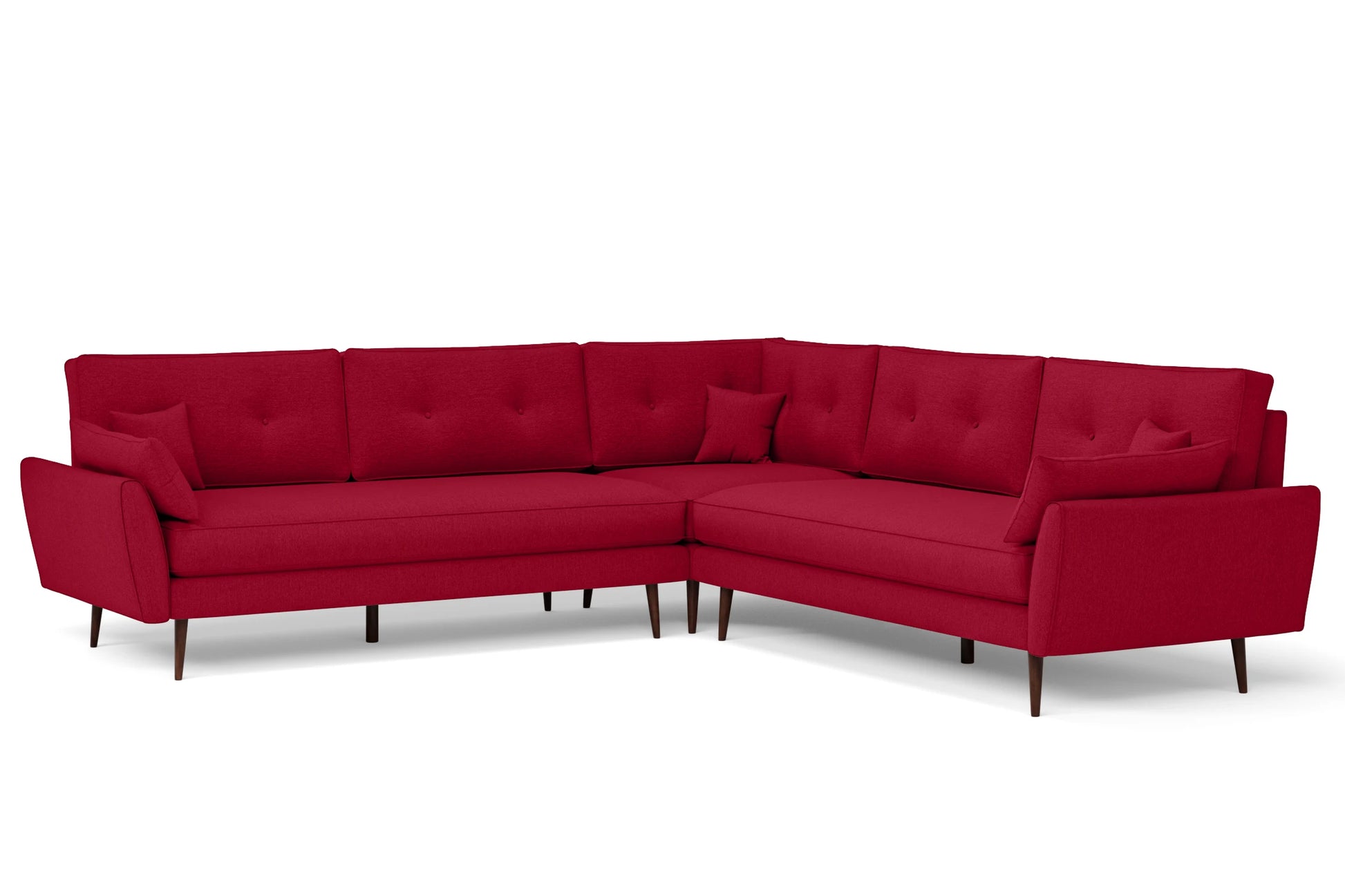 Avellino 5 Seater Corner Sofa Red Linen Fabric