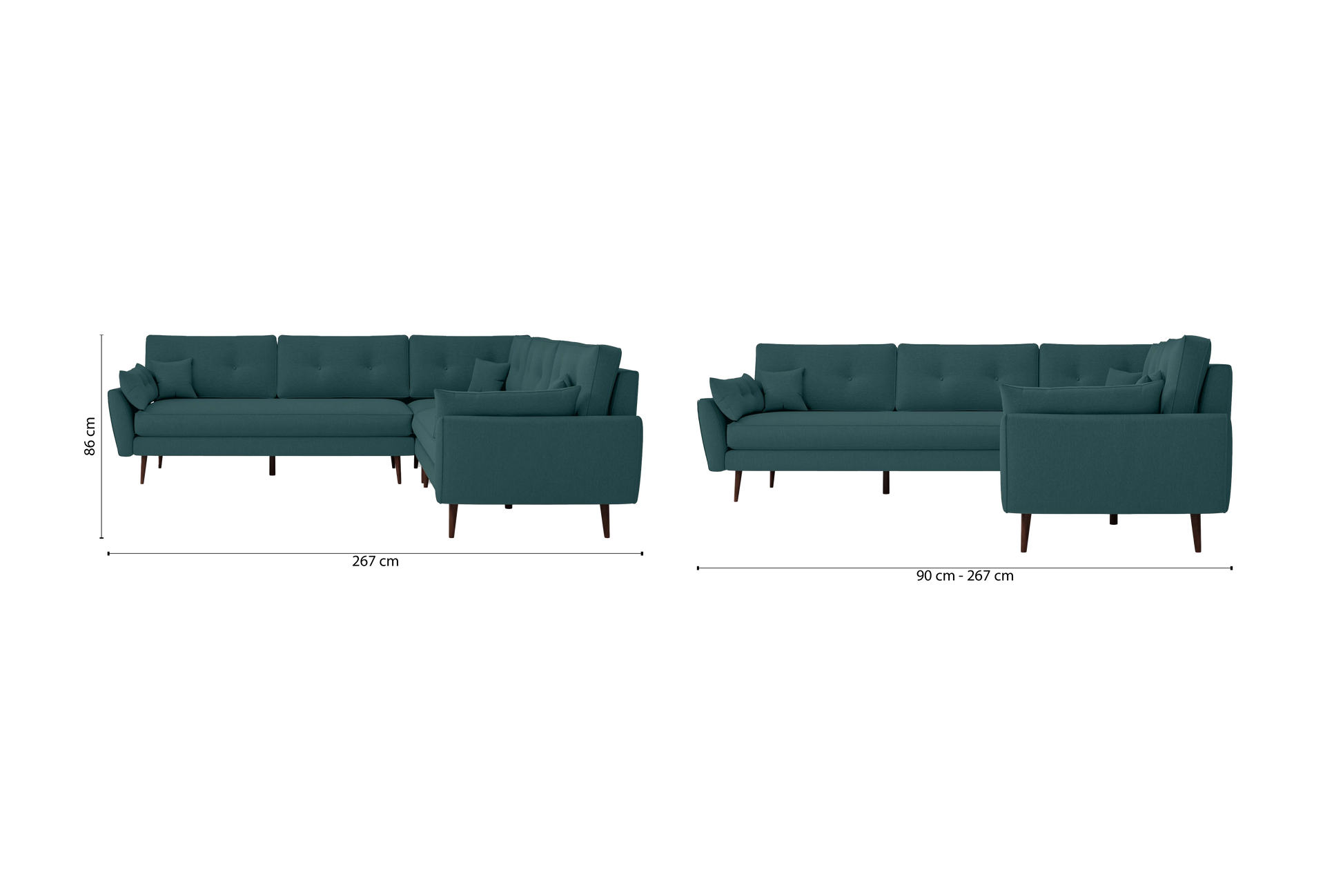 Avellino 5 Seater Corner Sofa Teal Linen Fabric