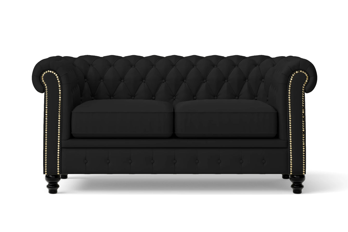 Aversa 2 Seater Sofa Black Leather