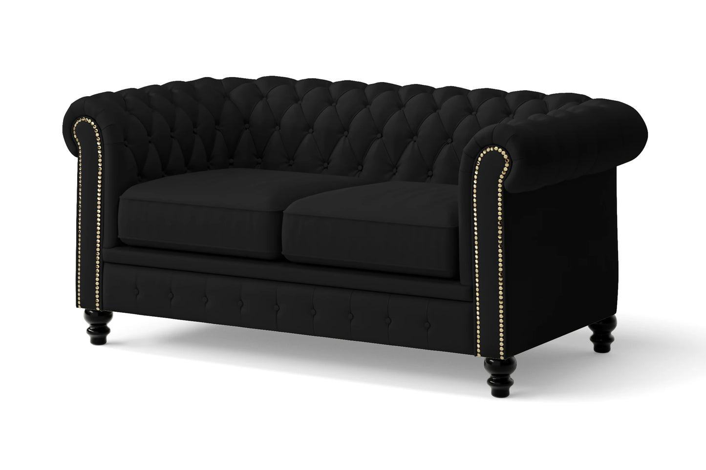 Aversa 2 Seater Sofa Black Leather