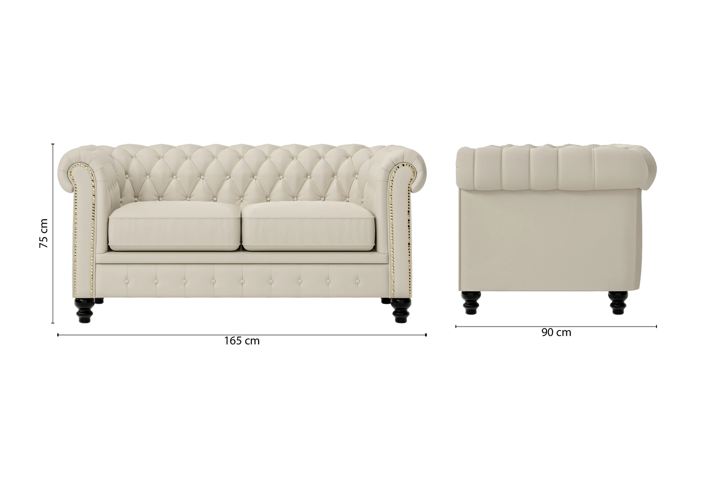 Aversa 2 Seater Sofa Cream Leather