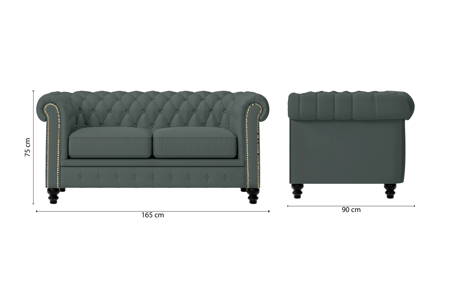 Aversa 2 Seater Sofa Dusky Turquoise Leather