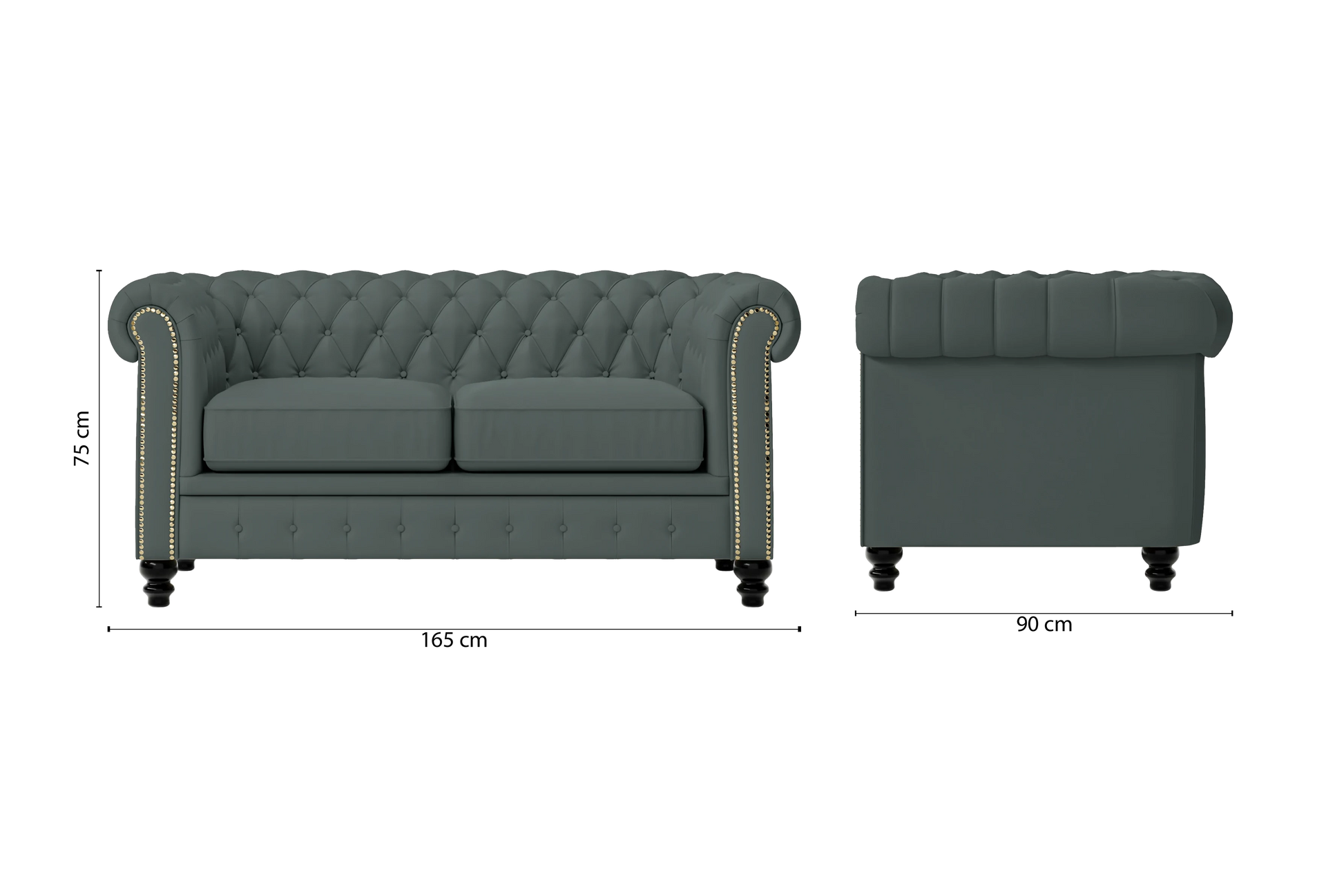 Aversa 2 Seater Sofa Dusky Turquoise Leather