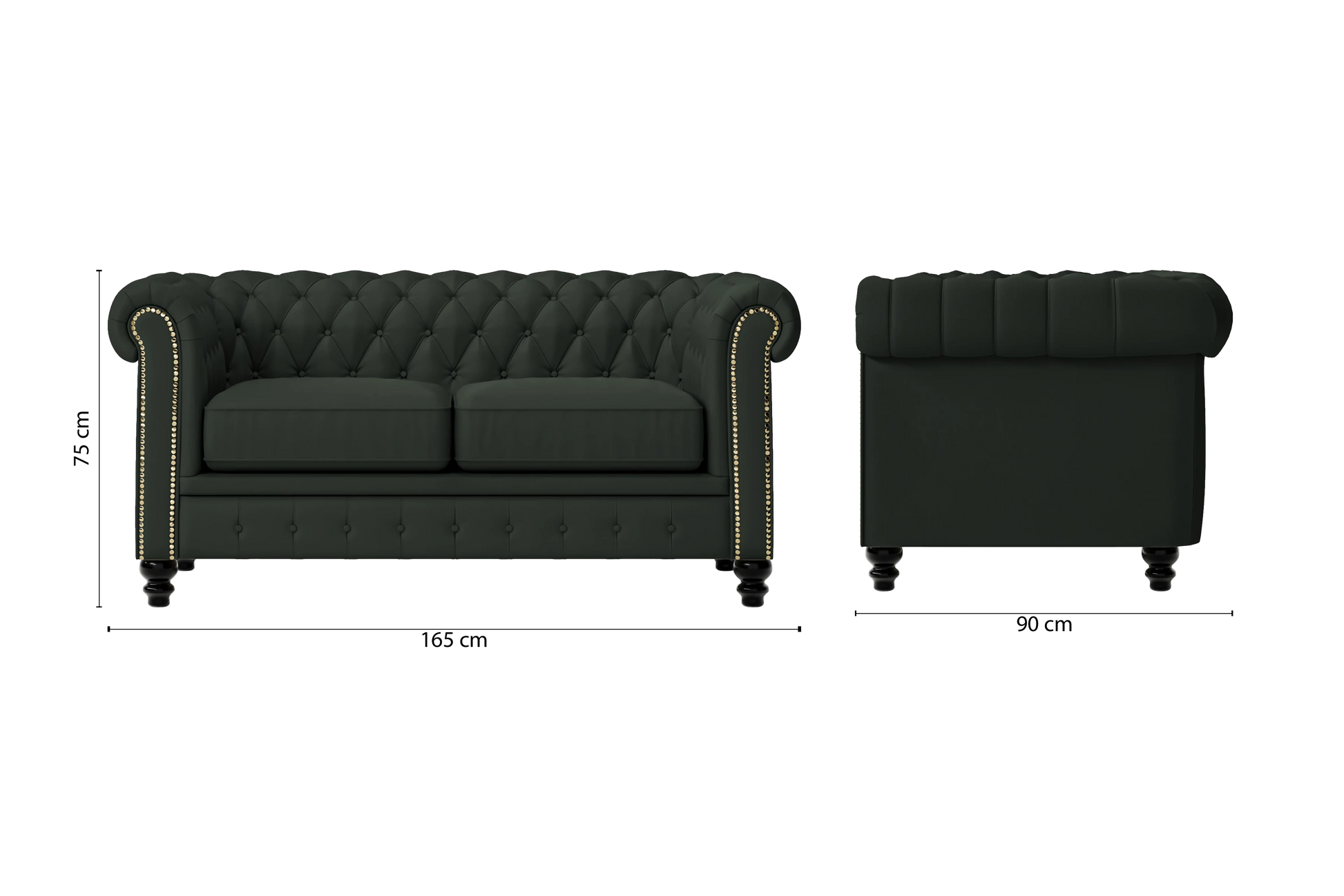 Aversa 2 Seater Sofa Green Leather