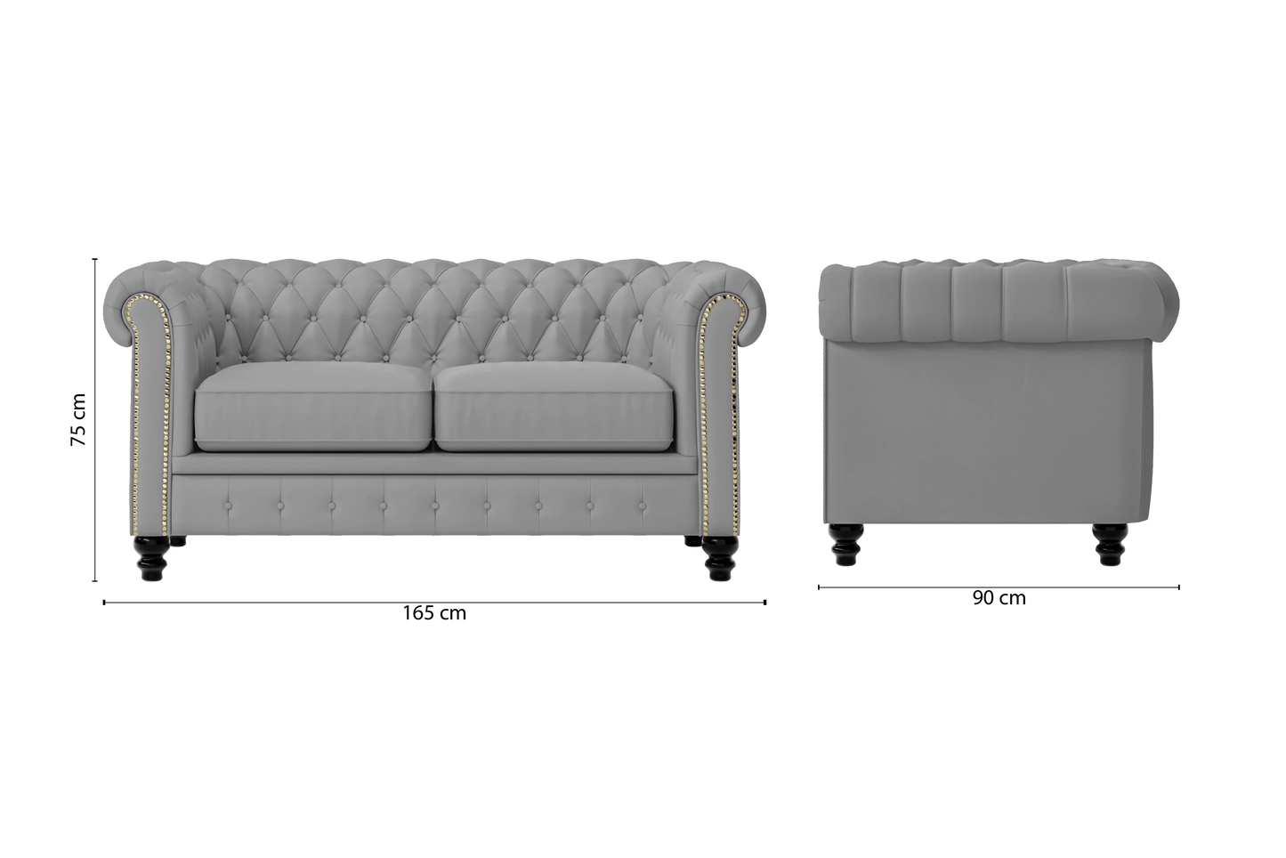 Aversa 2 Seater Sofa Grey Leather