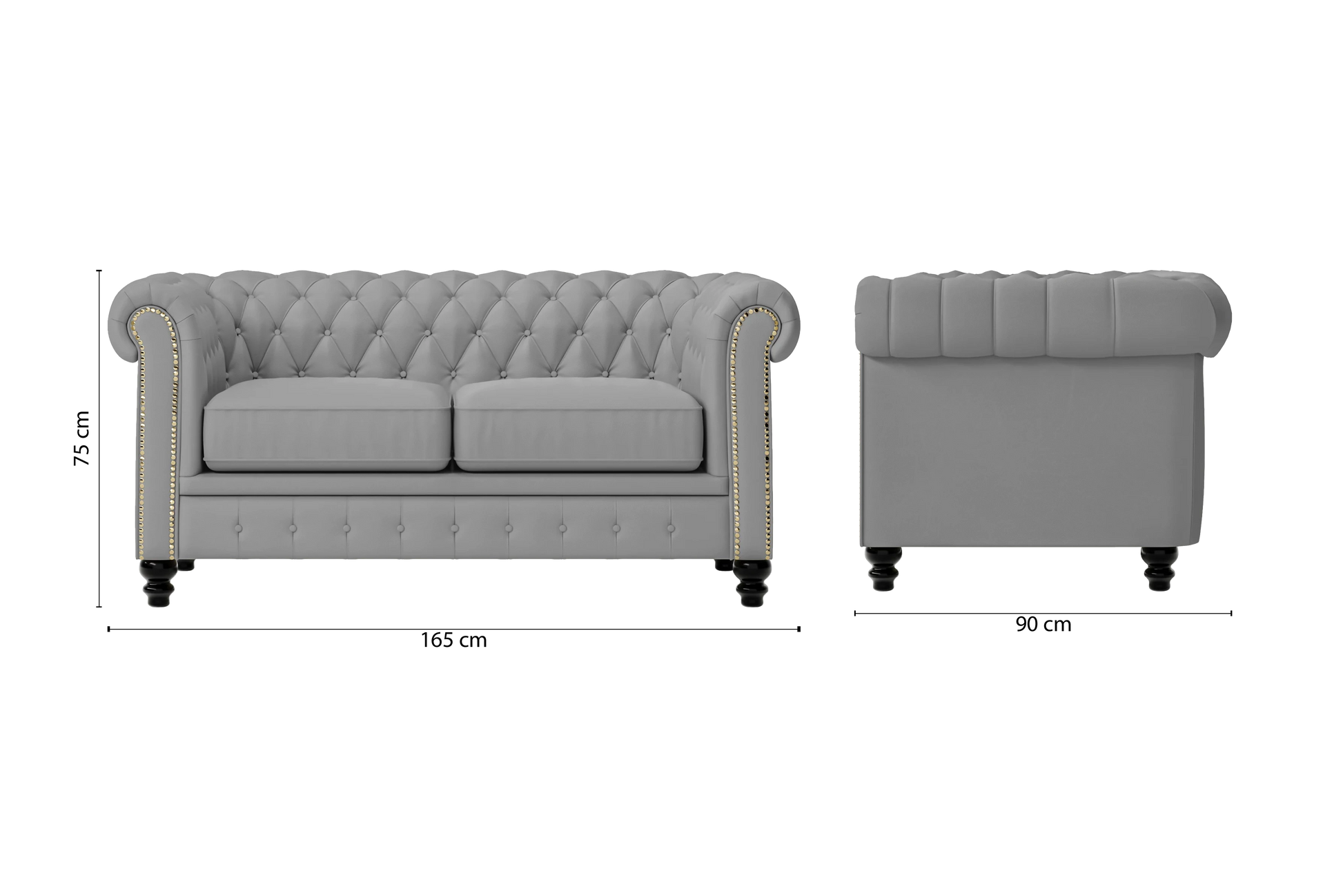 Aversa 2 Seater Sofa Grey Leather