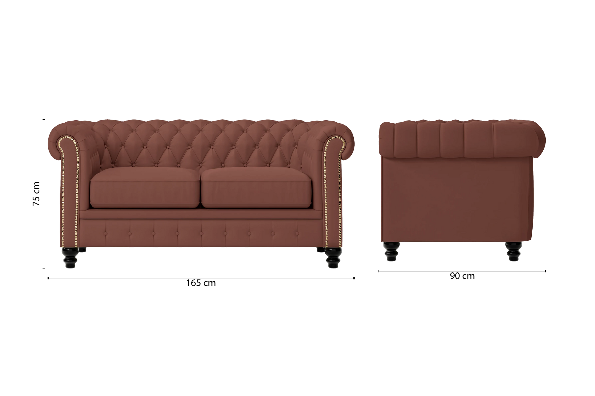 Aversa 2 Seater Sofa Mauve Leather