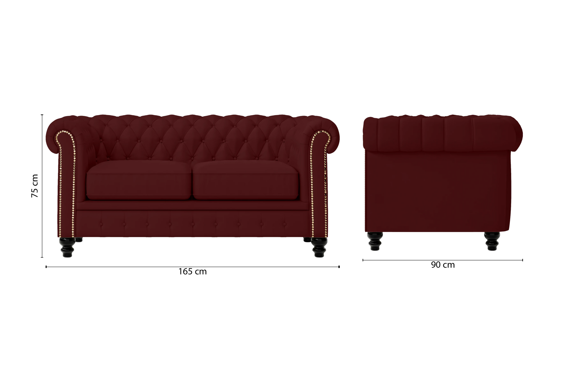 Aversa 2 Seater Sofa Red Leather