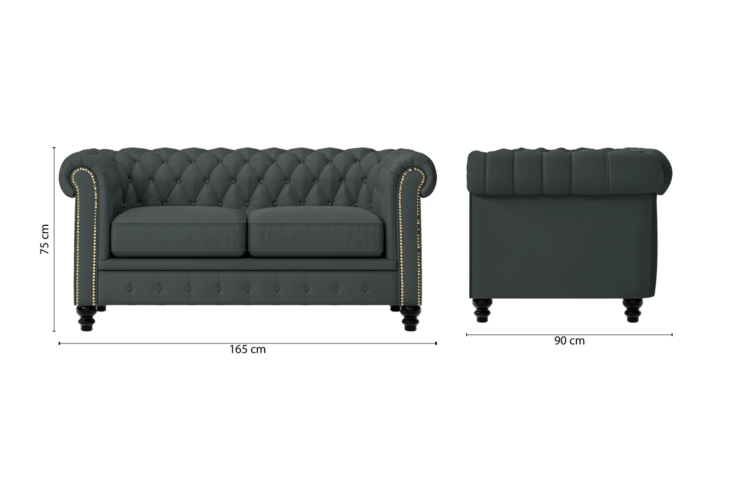 Aversa 2 Seater Sofa Slate Leather