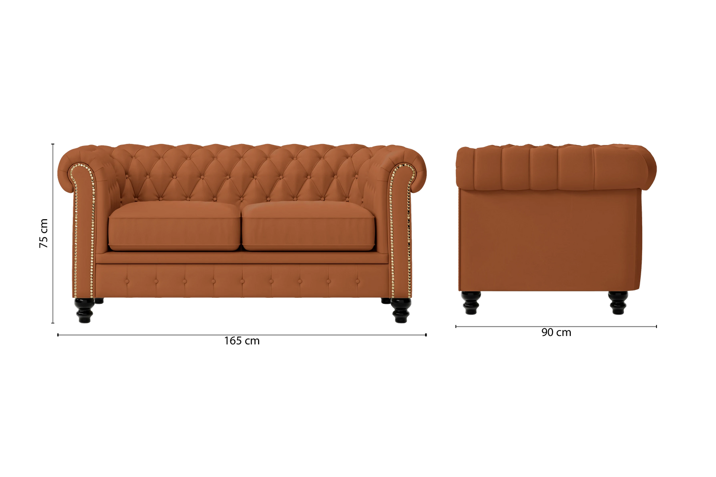 Aversa 2 Seater Sofa Tan Brown Leather