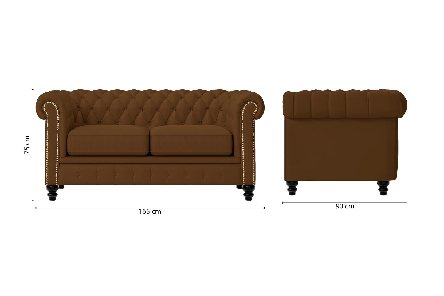 Aversa 2 Seater Sofa Walnut Brown Leather