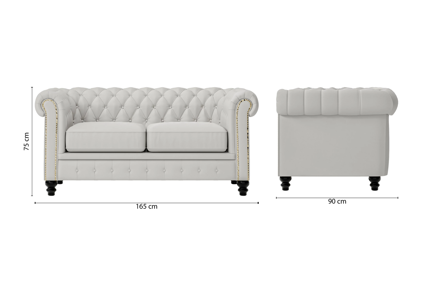 Aversa 2 Seater Sofa White Leather