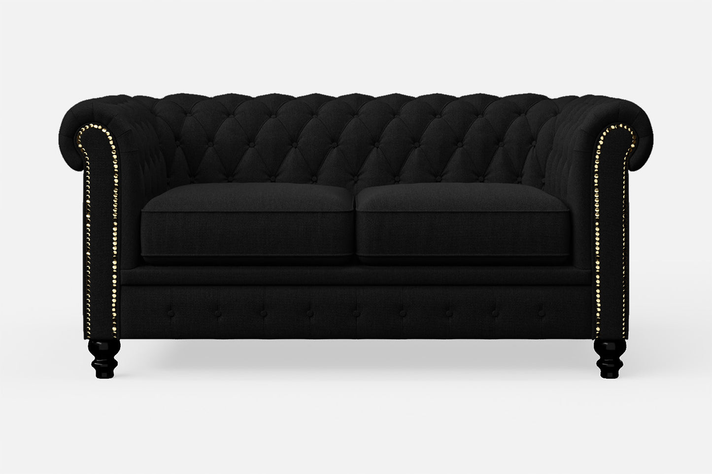 Aversa 2 Seater Sofa Black Linen Fabric