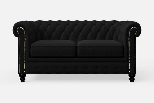 Aversa 2 Seater Sofa Black Linen Fabric