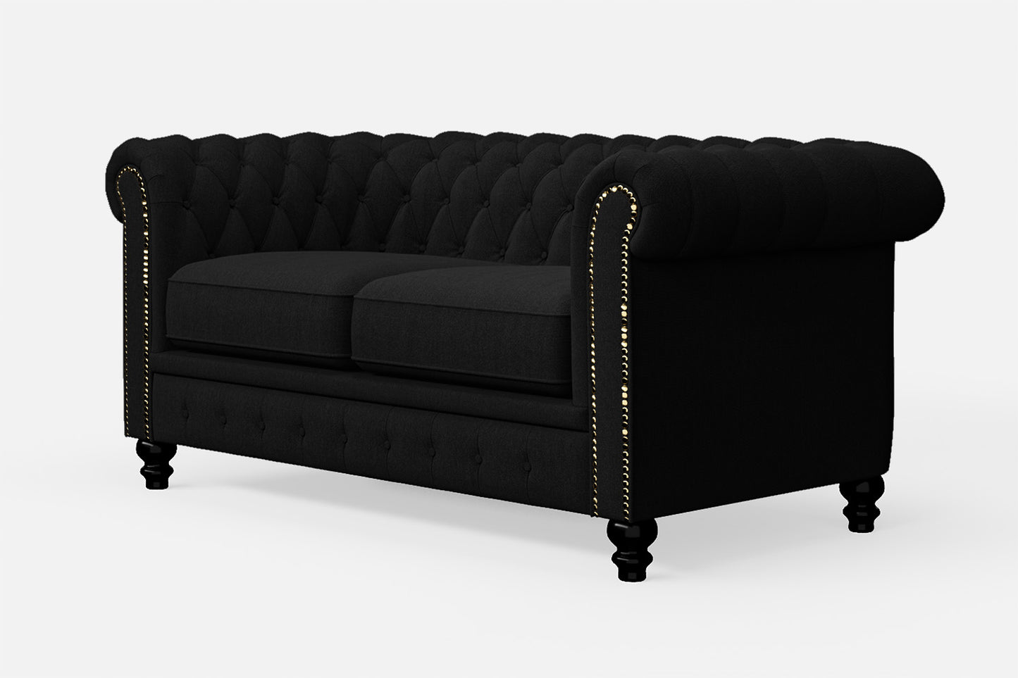 Aversa 2 Seater Sofa Black Linen Fabric